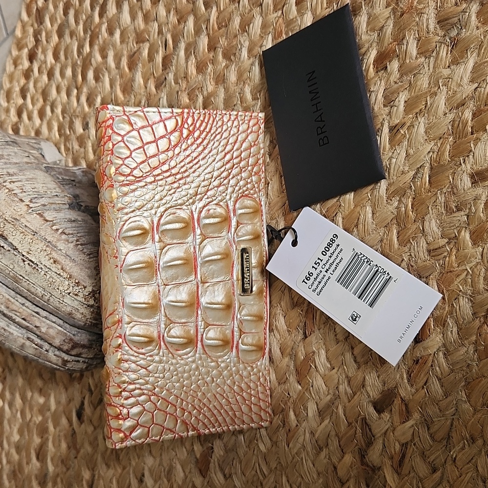 NWT Brahmin CORDELIA CHECKBOOK COVER -Sunkiss
